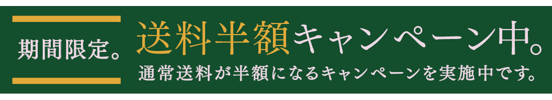送料半額キャンペーン実施中。